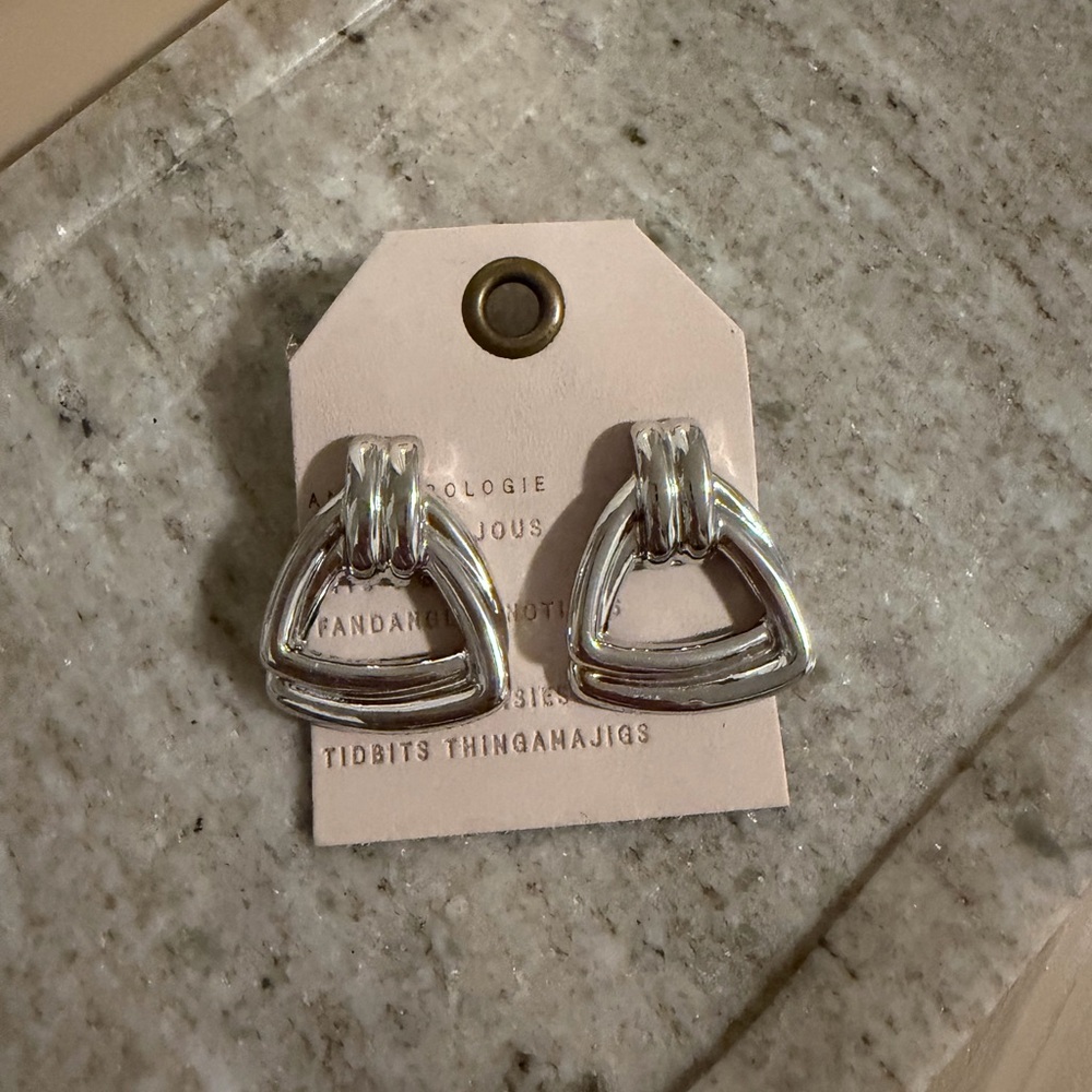 Anthropologie Silver-Tone Geometric Hoop Hair Clips